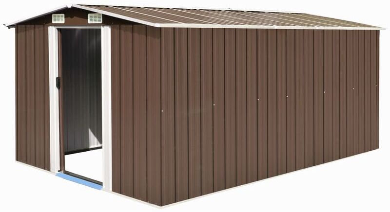 ASUPERMALL Caseta de jardin de metal marron 257x398x178 cm ASUPERMALL Caseta de jardin de metal marron 257x398x178 cm
