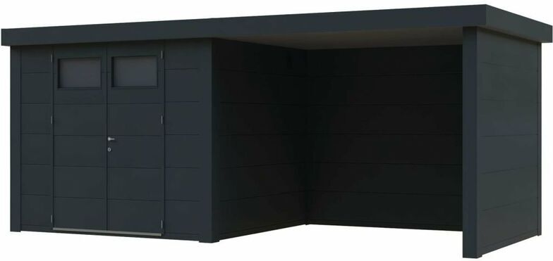 NOVO HABITAT Caseta Metalica Jardin Nh6 Con Terraza Antracita - Novo Habitat NOVO HABITAT Caseta Metalica Jardin Nh6 Con Terraza Antracita - Novo Habitat