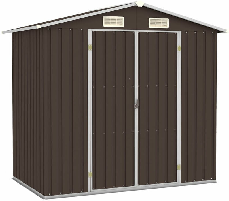 ASUPERMALL Cobertizo de jardin acero galvanizado marron 205x129x183 cm ASUPERMALL Cobertizo de jardin acero galvanizado marron 205x129x183 cm