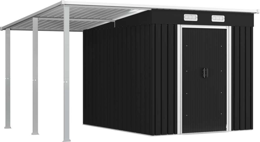 ASUPERMALL Cobertizo jardin con tejado extendido acero gris 335x236x184cm ASUPERMALL Cobertizo jardin con tejado extendido acero gris 335x236x184cm