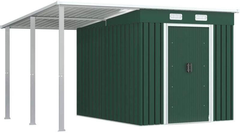VIDAXL Cobertizo jardín con tejado extendido acero verde 346x236x181 cm VIDAXL Cobertizo jardín con tejado extendido acero verde 346x236x181 cm