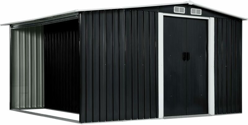 VIDAXL Cobertizo jardín puertas correderas acero gris 329,5x259x178 cm VIDAXL Cobertizo jardín puertas correderas acero gris 329,5x259x178 cm