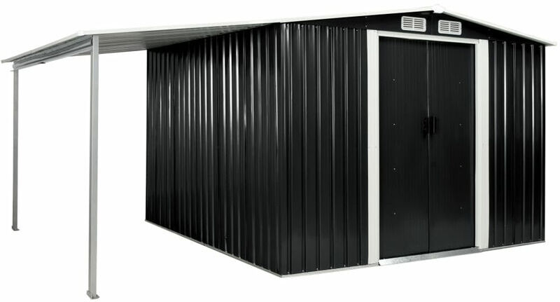 ASUPERMALL Cobertizo jardin puertas correderas acero gris 386x259x178 cm ASUPERMALL Cobertizo jardin puertas correderas acero gris 386x259x178 cm