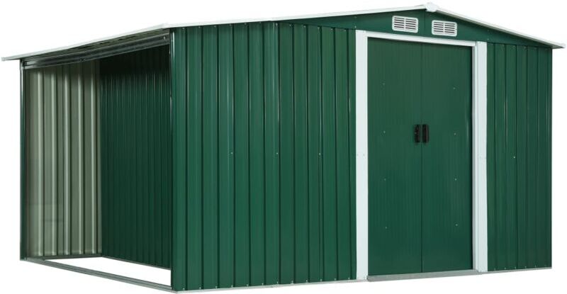 VIDAXL Cobertizo jardín puertas correderas acero verde 329,5x205x178cm - Verde VIDAXL Cobertizo jardín puertas correderas acero verde 329,5x205x178cm - Verde