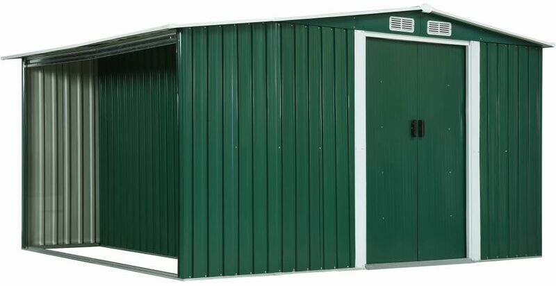 VIDAXL Cobertizo jardín puertas correderas acero verde 329,5x259x178cm - Verde VIDAXL Cobertizo jardín puertas correderas acero verde 329,5x259x178cm - Verde