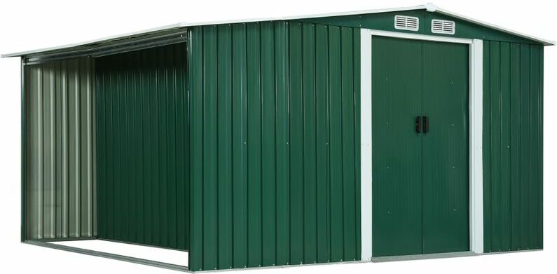 VIDAXL Cobertizo jardín puertas correderas acero verde 329,5x312x178cm - Verde VIDAXL Cobertizo jardín puertas correderas acero verde 329,5x312x178cm - Verde
