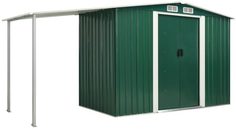 VIDAXL Cobertizo jardín puertas correderas acero verde 386x131x178 cm - Verde VIDAXL Cobertizo jardín puertas correderas acero verde 386x131x178 cm - Verde
