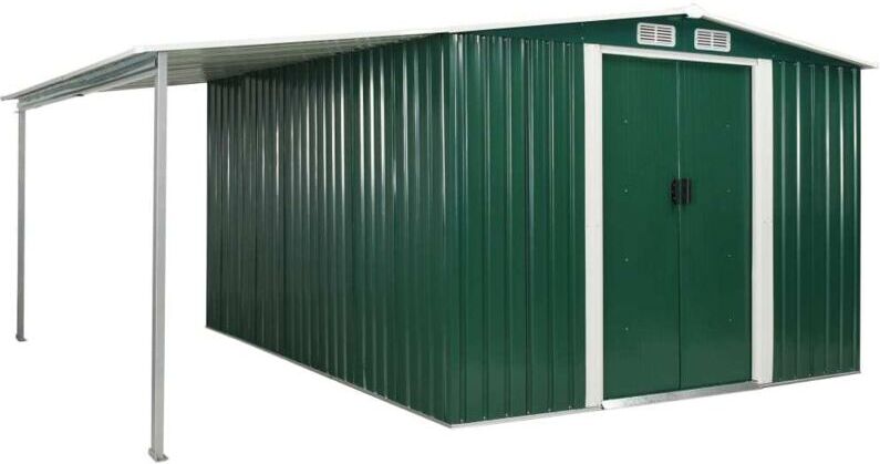 VIDAXL Cobertizo jardín puertas correderas acero verde 386x312x178 cm - Verde VIDAXL Cobertizo jardín puertas correderas acero verde 386x312x178 cm - Verde