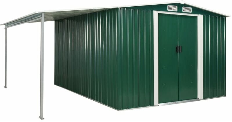 ASUPERMALL Cobertizo jardin puertas correderas acero verde 386x312x178 cm ASUPERMALL Cobertizo jardin puertas correderas acero verde 386x312x178 cm