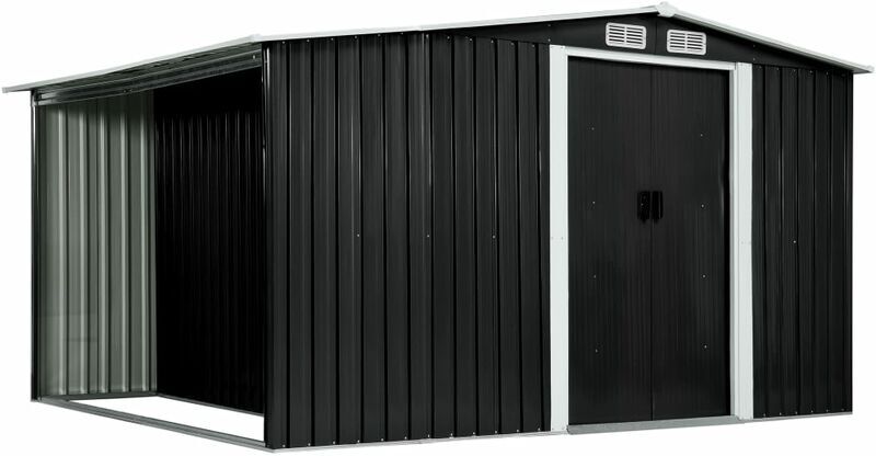 ASUPERMALL Cobertizo jardin puertas correderas acero gris 329,5x205x178 cm (no se ASUPERMALL Cobertizo jardin puertas correderas acero gris 329,5x205x178 cm (no se