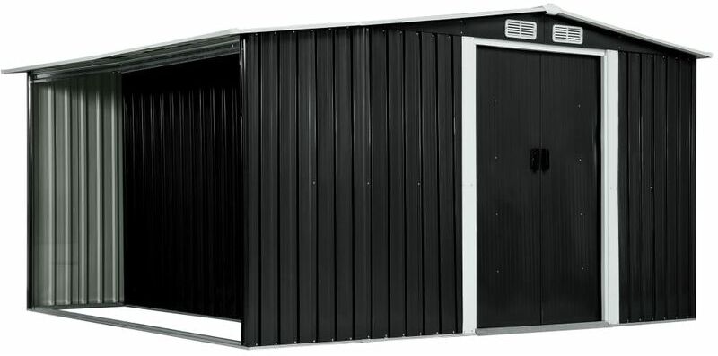 ASUPERMALL Cobertizo jardin puertas correderas acero gris 329,5x312x178 cm(no se ASUPERMALL Cobertizo jardin puertas correderas acero gris 329,5x312x178 cm(no se