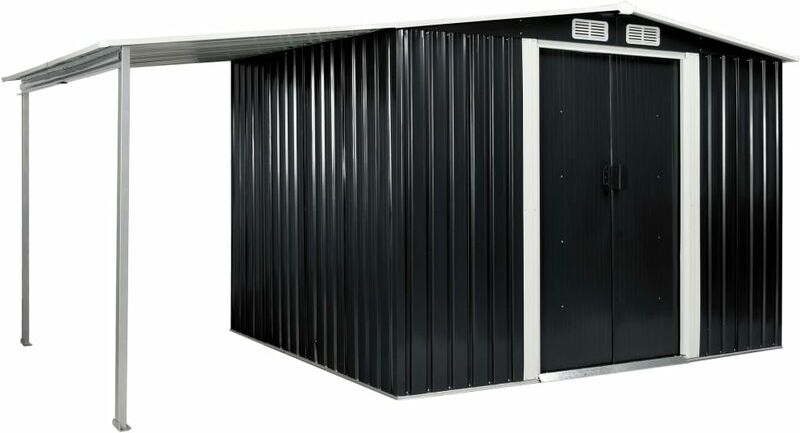 YOUTHUP Cobertizo jardín puertas correderas acero gris 386x205x178 cm YOUTHUP Cobertizo jardín puertas correderas acero gris 386x205x178 cm
