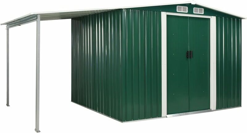 Youthup - Cobertizo jardín puertas correderas acero verde 386x205x178 cm Youthup - Cobertizo jardín puertas correderas acero verde 386x205x178 cm
