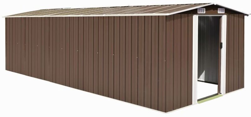 Hommoo Caseta de jardín de metal marrón 257x597x178 cm Hommoo Caseta de jardín de metal marrón 257x597x178 cm