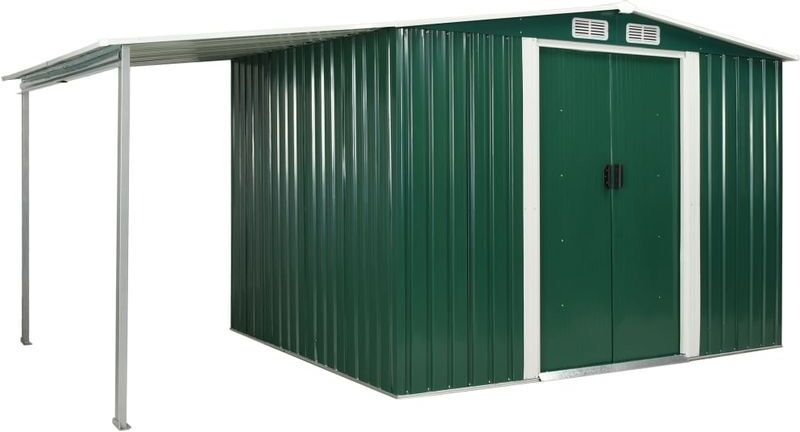 HOMMOO Cobertizo jardín puertas correderas acero verde 386x205x178 cm - Hommoo HOMMOO Cobertizo jardín puertas correderas acero verde 386x205x178 cm - Hommoo