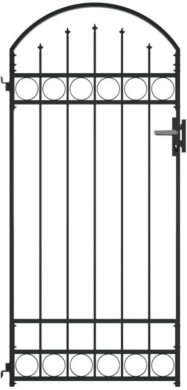 ASUPERMALL Puerta de jardin con arco de acero negro 100x200 cm ASUPERMALL Puerta de jardin con arco de acero negro 100x200 cm