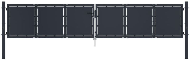 ASUPERMALL Puerta de jardin de acero gris antracita 400x75 cm ASUPERMALL Puerta de jardin de acero gris antracita 400x75 cm