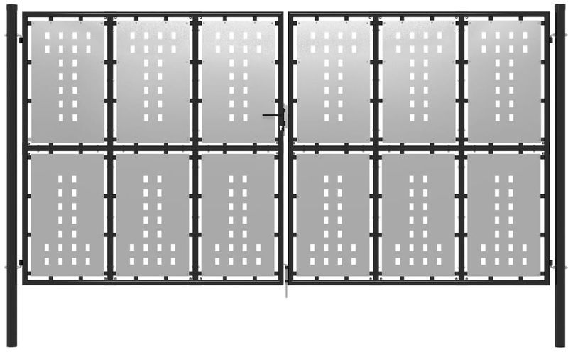 ASUPERMALL Puerta de jardin de acero plateado 400x175 cm ASUPERMALL Puerta de jardin de acero plateado 400x175 cm