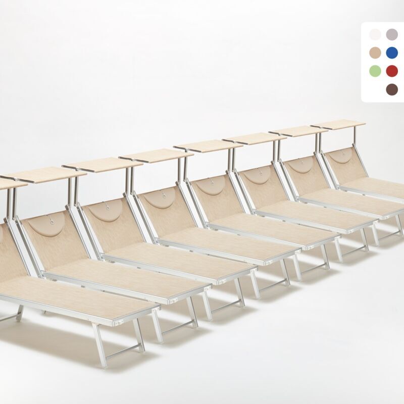 BEACH AND GARDEN DESIGN Stock 20 Tumbonas de Playa de Aluminio Santorini   Beige BEACH AND GARDEN DESIGN Stock 20 Tumbonas de Playa de Aluminio Santorini   Beige