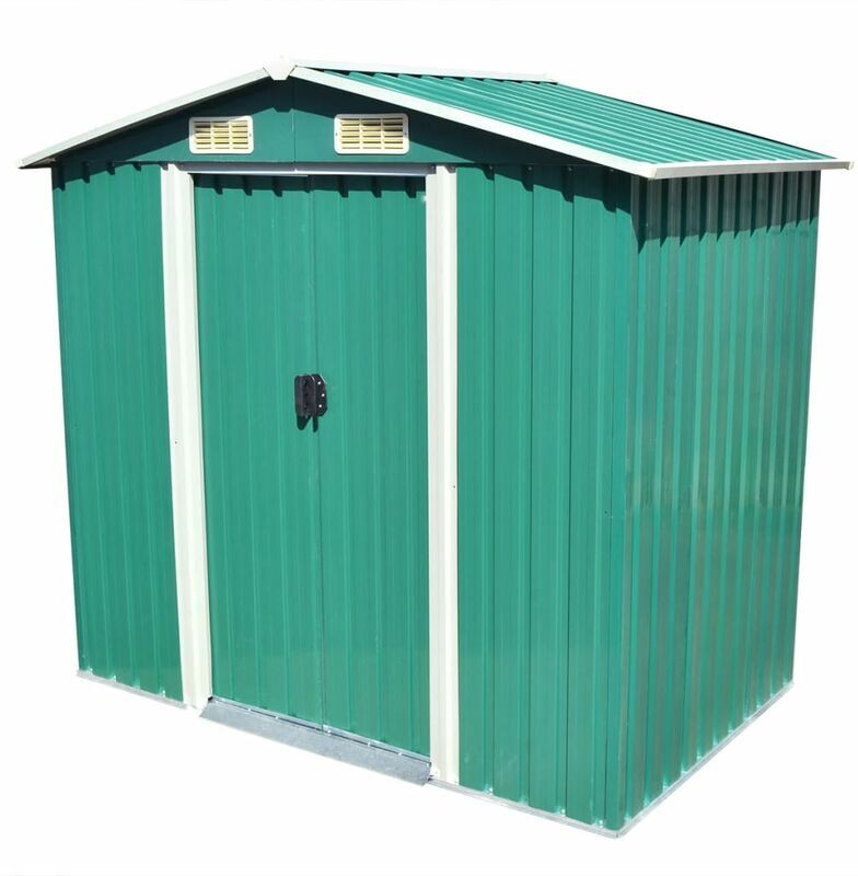 vidaXL Caseta de jardín de metal 204x132x186 cm verde - Verde vidaXL Caseta de jardín de metal 204x132x186 cm verde - Verde