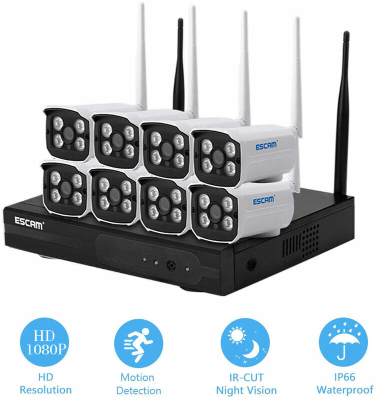 HAPPYSHOPPING 1080P 8CH NVR Sistema de seguridad inalambrico + 8pcs 2MP Full HD HAPPYSHOPPING 1080P 8CH NVR Sistema de seguridad inalambrico + 8pcs 2MP Full HD