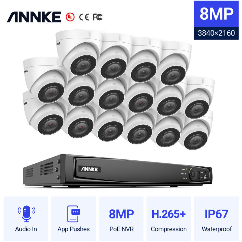 ANNKE 4K Ultra HD PoE Sistema de seguridad de video en red 16CH NVR 4K