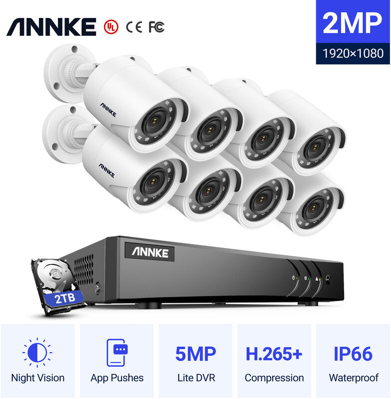 ANNKE Sistema de cámaras de seguridad 8CH HD-TVI DVR H.264 + 1080P Lite con ANNKE Sistema de cámaras de seguridad 8CH HD-TVI DVR H.264 + 1080P Lite con