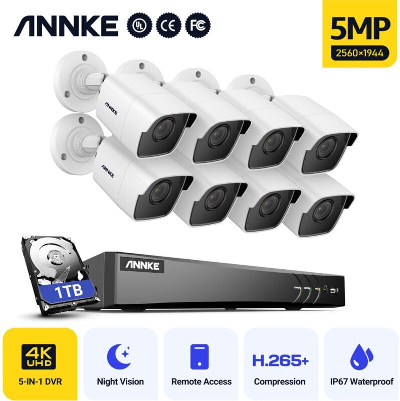 ANNKE Sistema de cámara CCTV Ultra HD 4K H.265 + de 8 canales y 8 × 5MP ANNKE Sistema de cámara CCTV Ultra HD 4K H.265 + de 8 canales y 8 × 5MP