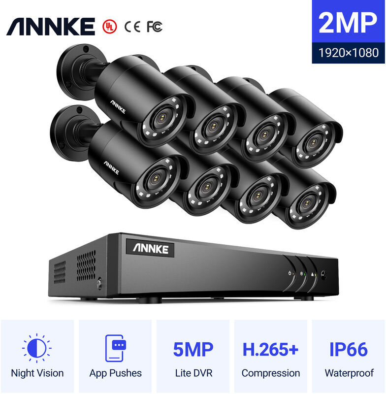 ANNKE Sistema de cámaras de seguridad 8CH HD-TVI DVP H.264 + 1080P Lite con ANNKE Sistema de cámaras de seguridad 8CH HD-TVI DVP H.264 + 1080P Lite con