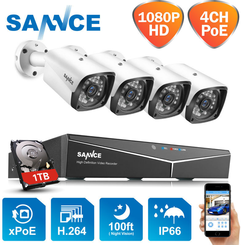 SANNCE 4CH 1080P PoE NVR HD Surveillance Kit 4 1080P 2.0 Megapixels Interior / SANNCE 4CH 1080P PoE NVR HD Surveillance Kit 4 1080P 2.0 Megapixels Interior /