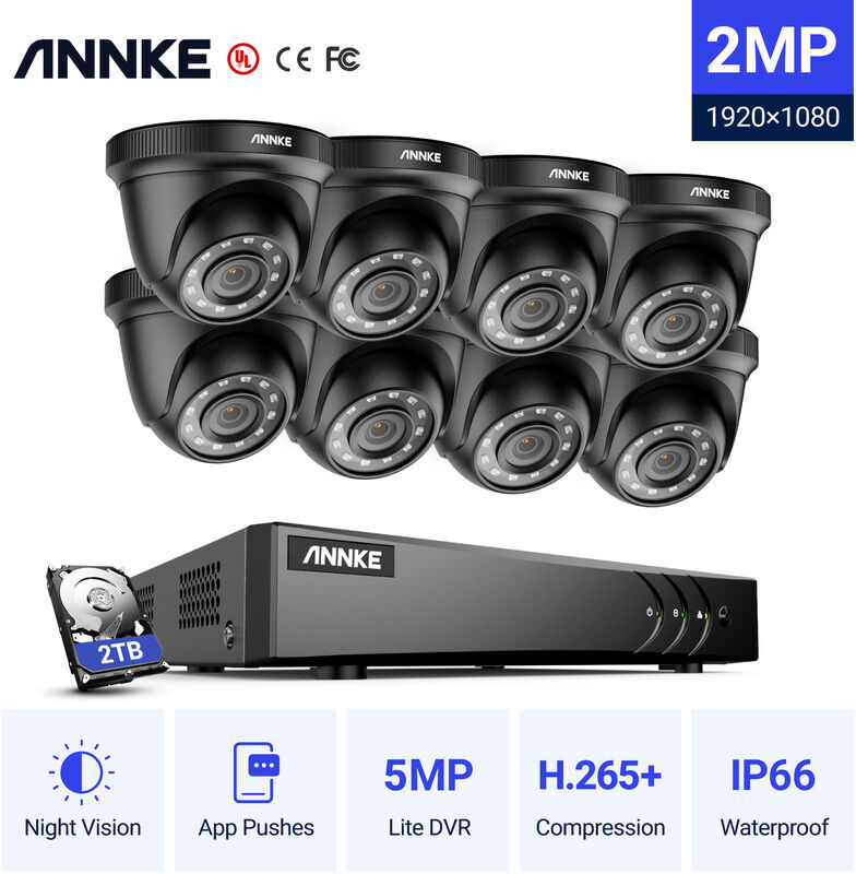 ANNKE Sistema de cámara de seguridad de 8 canales HD-TVI 1080P Lite H.264 + ANNKE Sistema de cámara de seguridad de 8 canales HD-TVI 1080P Lite H.264 +