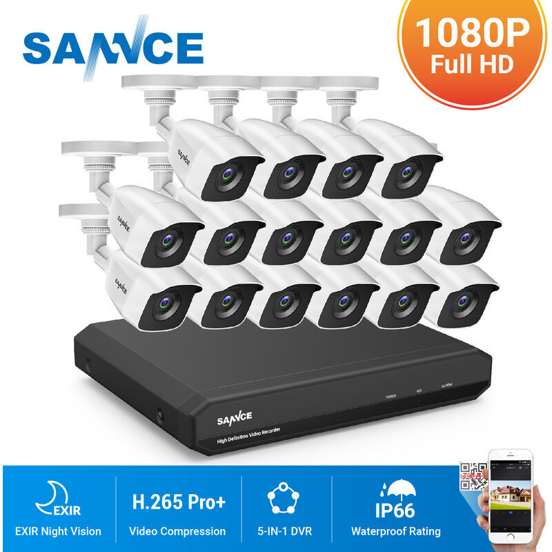SANNCE Sistema de seguridad de video en el hogar 720P 5-en-1 DVR 1080N con SANNCE Sistema de seguridad de video en el hogar 720P 5-en-1 DVR 1080N con