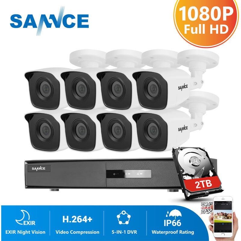 SANNCE Sistema de seguridad de video en el hogar 720P 5-en-1 DVR 1080N SANNCE Sistema de seguridad de video en el hogar 720P 5-en-1 DVR 1080N
