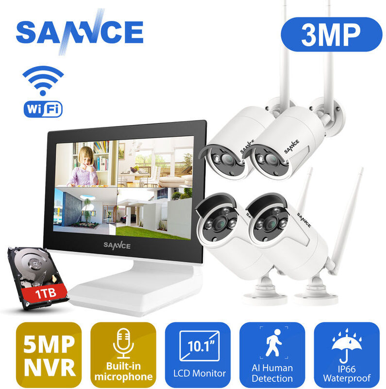 SANNCE Sistema de seguridad de video Wi-Fi 1080P con pantalla LCD de 10.1 ' SANNCE Sistema de seguridad de video Wi-Fi 1080P con pantalla LCD de 10.1 '