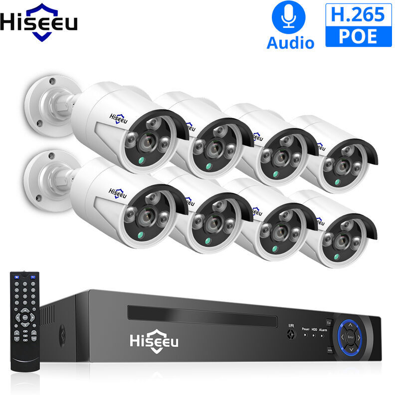 HAPPYSHOPPING Sistema de camara de seguridad PoE, NVR PoE domestico de 8 canales y 2 HAPPYSHOPPING Sistema de camara de seguridad PoE, NVR PoE domestico de 8 canales y 2