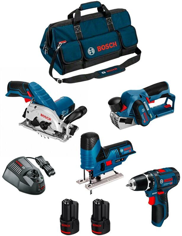BOSCH Kit 12V BMKB4-28AD2 (GKS 12V-26 + GST 12V-70 + GHO 12V-20 + GSR BOSCH Kit 12V BMKB4-28AD2 (GKS 12V-26 + GST 12V-70 + GHO 12V-20 + GSR