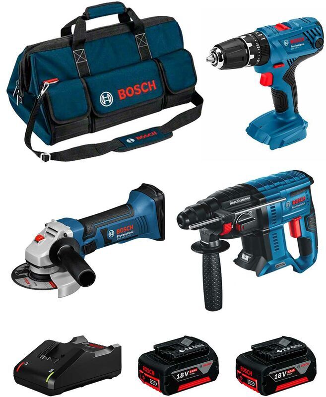 BOSCH Kit 18V BK305BAG (GBH 18V-21 + GSB 18V-21 + GWS 18-125 V-LI + 2 x BOSCH Kit 18V BK305BAG (GBH 18V-21 + GSB 18V-21 + GWS 18-125 V-LI + 2 x