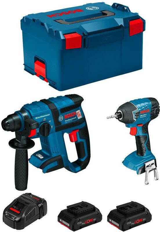 BOSCH Kit GBH 18V-EC + GDR 18V-LI (2 x 4,0 Ah ProCORE + GAL1880CV + BOSCH Kit GBH 18V-EC + GDR 18V-LI (2 x 4,0 Ah ProCORE + GAL1880CV +