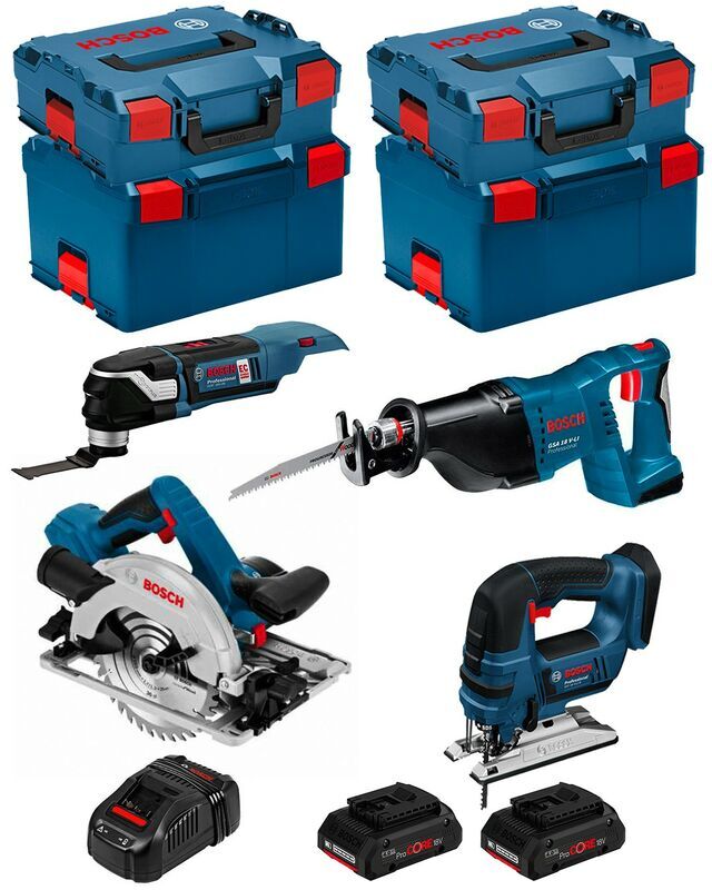 BOSCH Kit PSL4WGGM2CP (GST 18V-LI B+GKS 18V-57G+GSA 18V-LI+GOP 18V-28 + BOSCH Kit PSL4WGGM2CP (GST 18V-LI B+GKS 18V-57G+GSA 18V-LI+GOP 18V-28 +