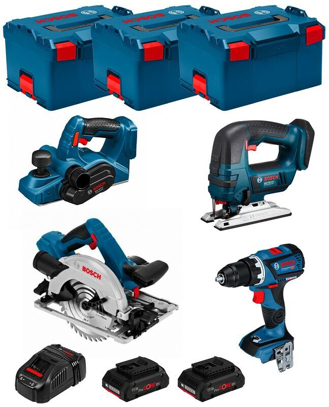 BOSCH Kit PSL4WM2CP (GSR 18V-60C + GST 18V-LI + GKS 18V-57G + GHO BOSCH Kit PSL4WM2CP (GSR 18V-60C + GST 18V-LI + GKS 18V-57G + GHO