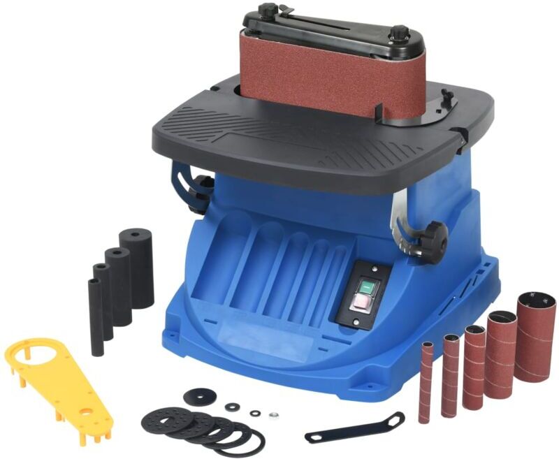 vidaXL Lijadora de banda y huso oscilante 450 W azul vidaXL Lijadora de banda y huso oscilante 450 W azul