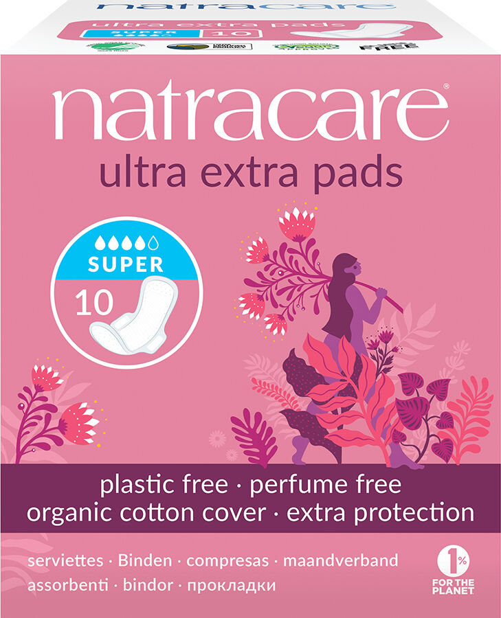 Natracare Compresas Ultra Extra súper plegadas con alas