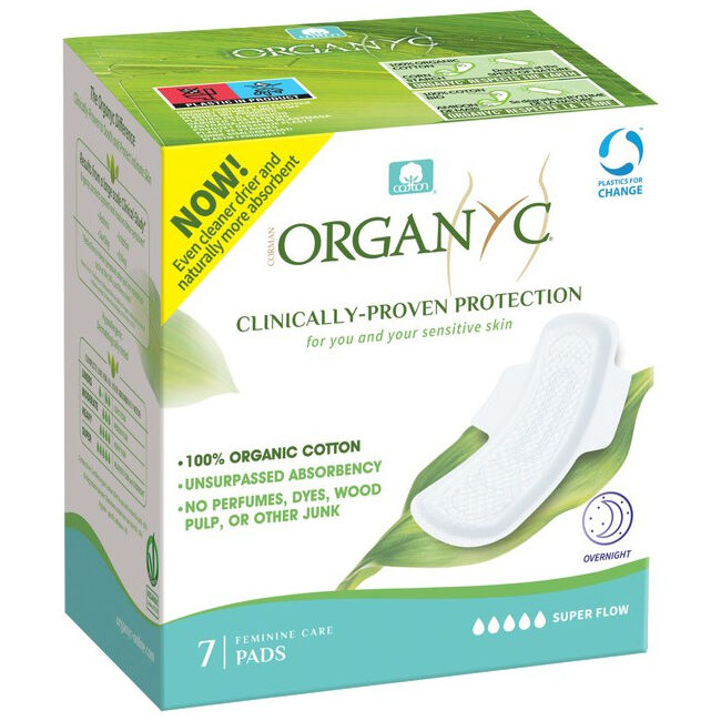 Organyc Compresa extra noche con alas 100% algodón orgánico