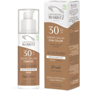 Lab. Biarritz Crema solar facial FPS 30 Alga Maris con color - Dorada