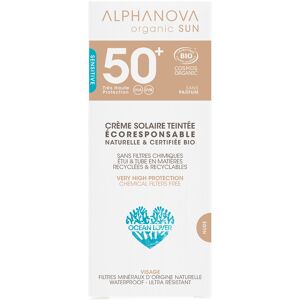 Alphanova Crema solar facial Sensitive sin perume FPS 50+ color Nude