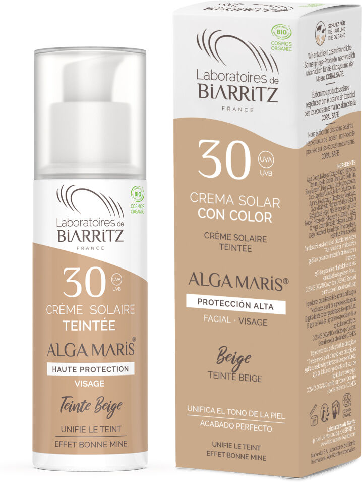 Lab. Biarritz Crema solar facial FPS 30 Alga Maris con color - Beige