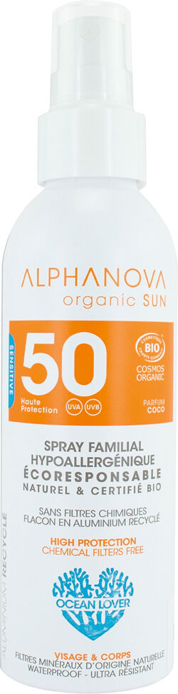 Alphanova Spray solar familiar FPS 50 para cara y cuerpo