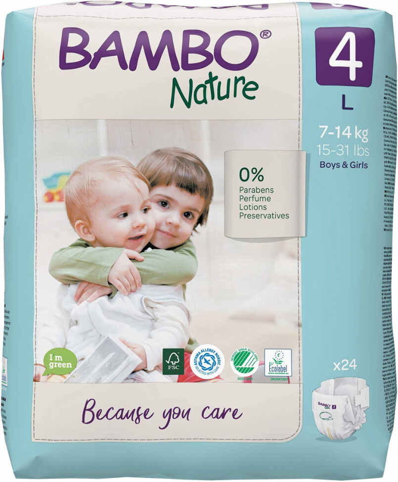 Bambo Nature Pañales desechables eco-friendly talla 4 L (24 unidades)