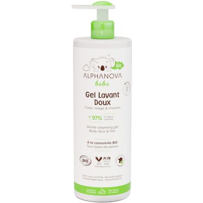 Alphanova Gel limpiador suave para cara cuerpo y cabello del bebé Alphanova Gel limpiador suave para cara cuerpo y cabello del bebé