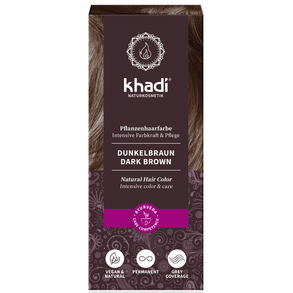 Khadi Colorante capilar en polvo 100% vegetal Castaño Oscuro